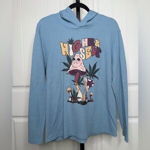 4th Dimension Unisex Higher Self Blue Hoodie w/ Mushroom Graphic